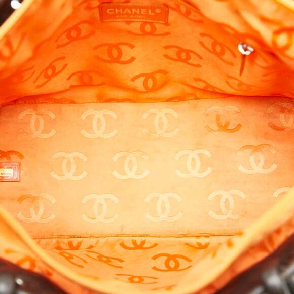 CHANEL Brown Leather Logo Tote Bag